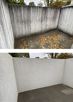Before and After Image of a dumpster area being cleaned in Havertown, PA